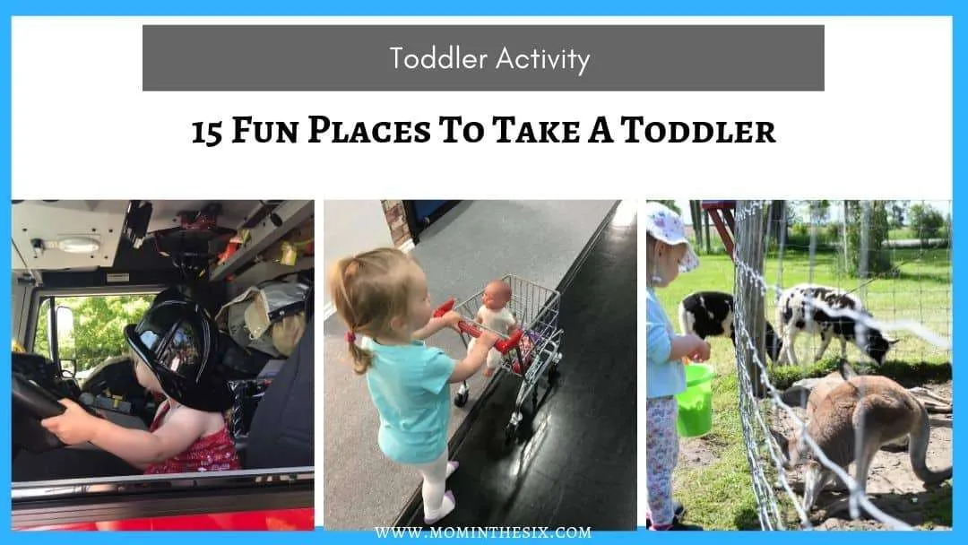 collage of photos of a toddler having fun