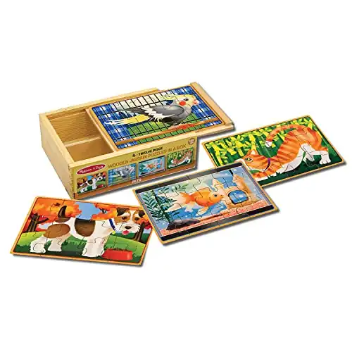 Melissa & Doug Pets 4-in-1 Wooden Jigsaw Puzzles